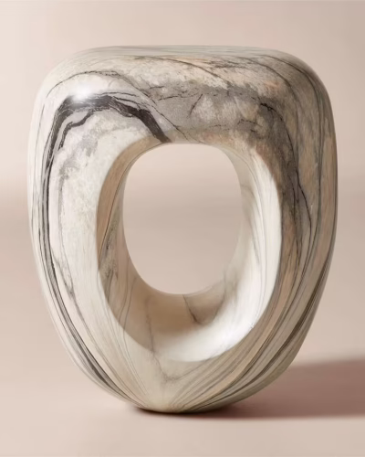 Koa Grey Marbled Resin Side Table